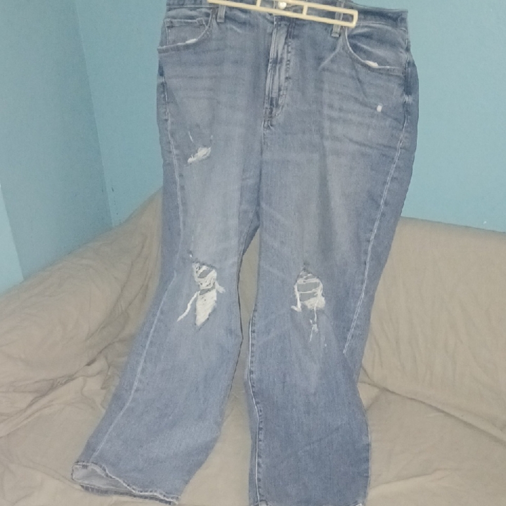 Old Navy Distressed Blue Wide Leg Jeans